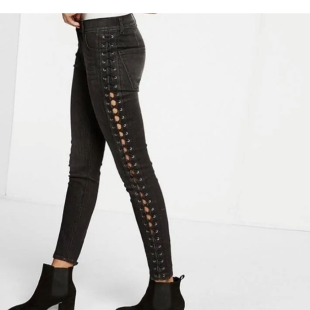 Express lace up jeggings 8R
